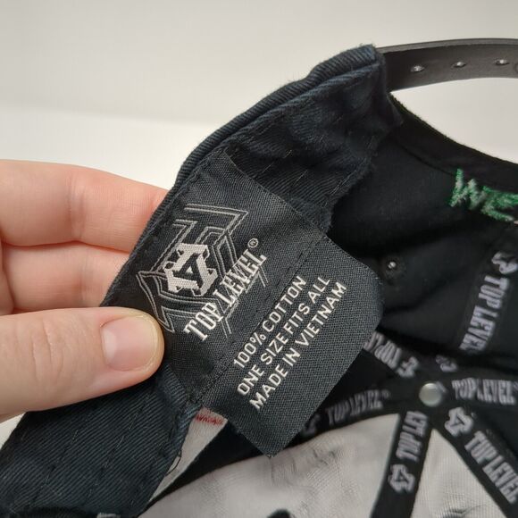 Hecho En Mexico Snapback Hat Black One Size Embroidered Top Level - Picture 9 of 9